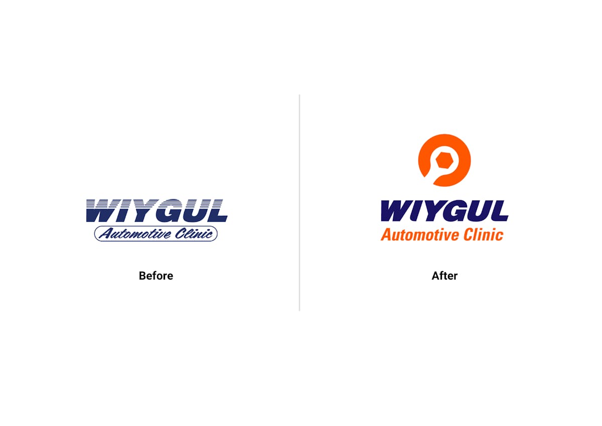 The Wiygul logo before and after rebranding.