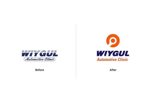 The Wiygul logo before and after rebranding.