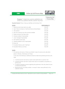 An example of the AMC Follow Up Call Process. An example of the AMC Follow Up Call Process.