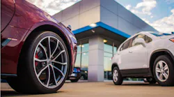 Cars at a dealership.