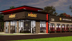 Contemporary Industrial, shown here, is one of the two styles that Midas is rolling out to shops.